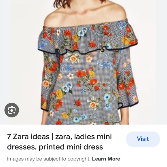 Zara mini floral off shoulder dress - Picture 2 of 4